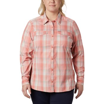 Columbia Overhemd Dames, Silver Ridge Lite Plaid Long Sleeve Plus Size DonkerKoraal Gekleurd, 87HGEK